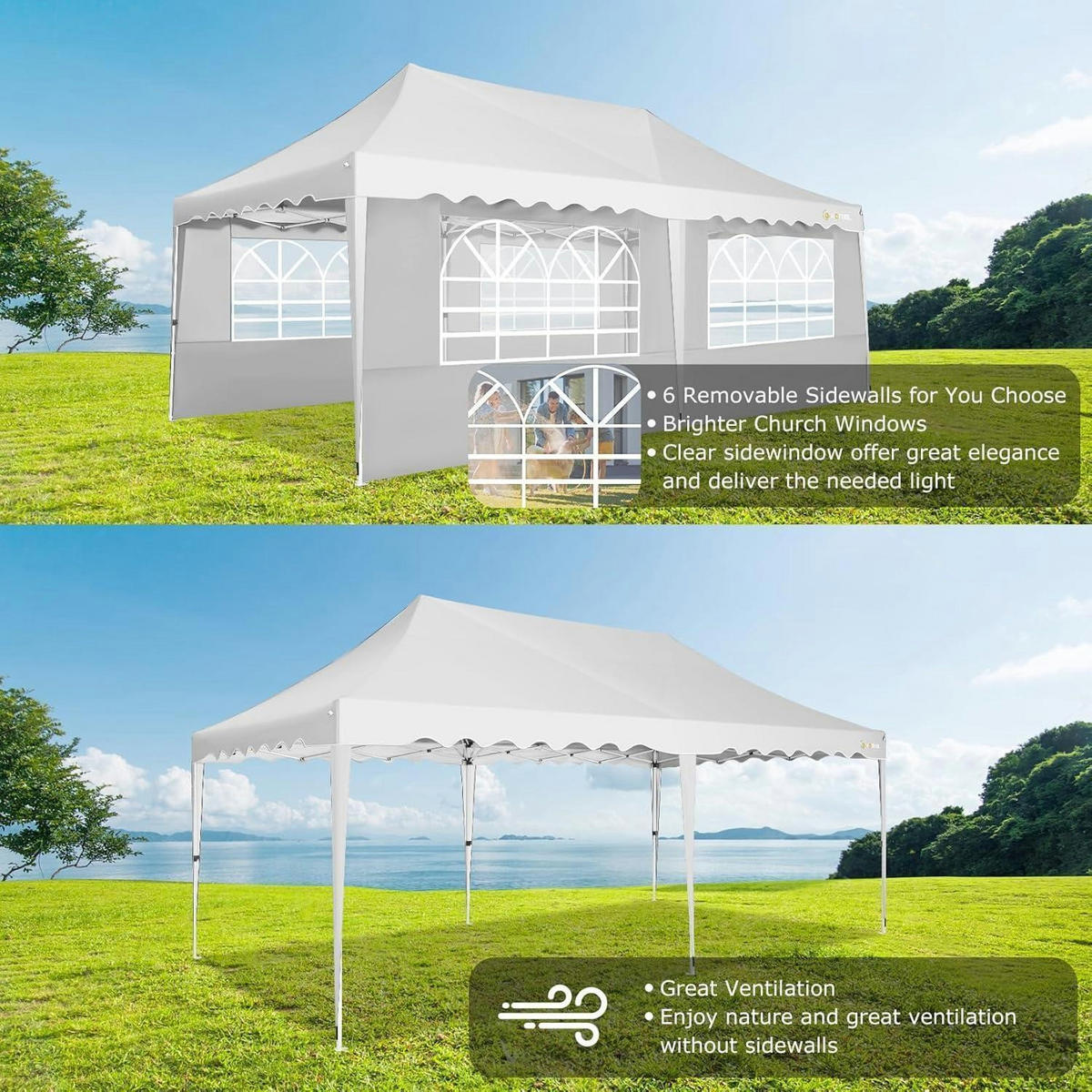 FALTPAVILLON 3x6 m mit Seitenwänden Weiß - Weiß, Textil (600/315/300cm)