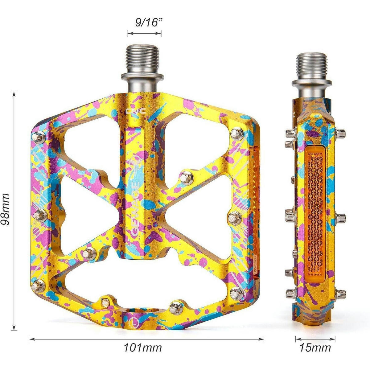 FAHRRADPEDALE mit Reflektoren Gold-Spritzlack - Multicolor, Metall (10.1/1.5/11.8cm)