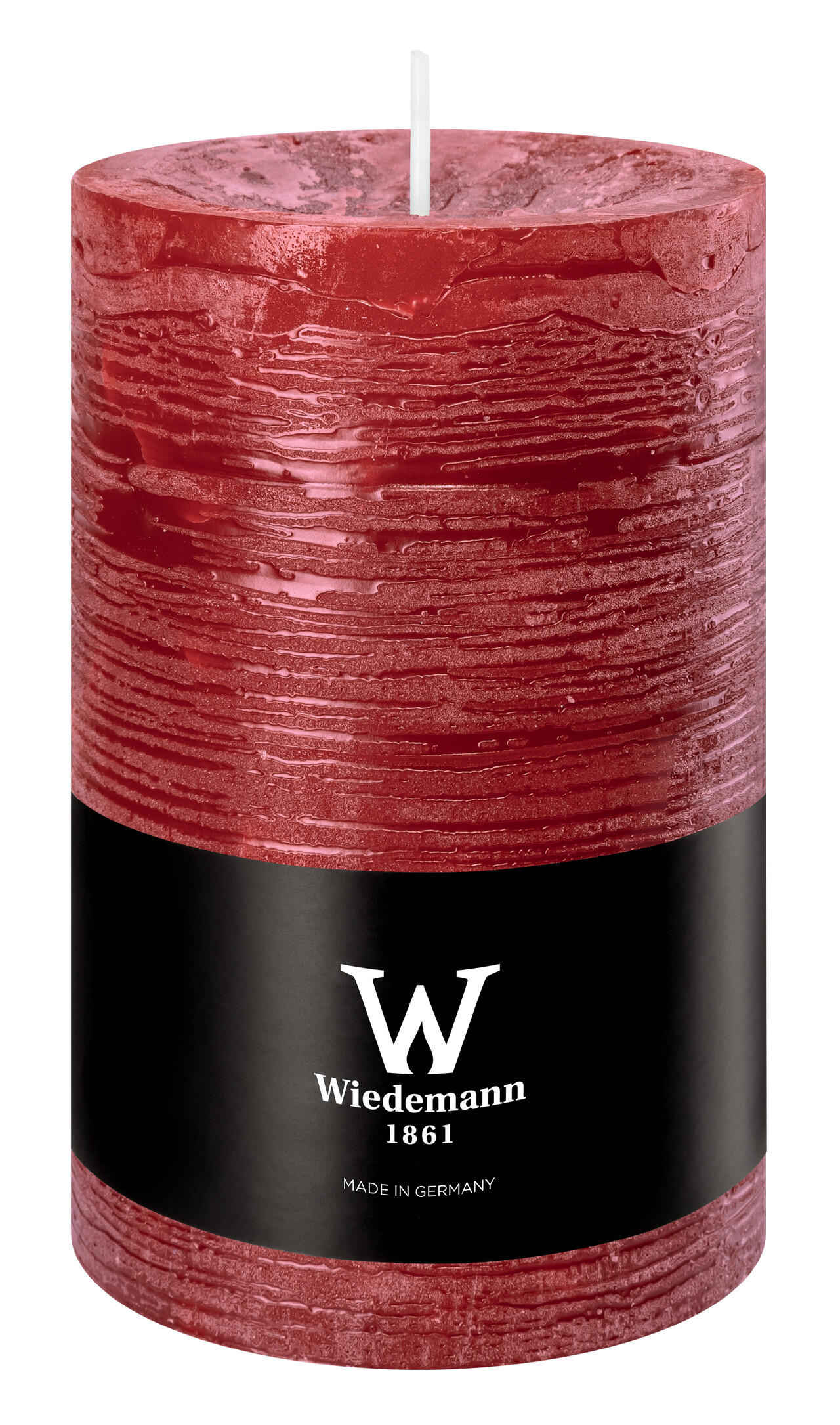 STUMPENKERZE Rustik Marble Style Bordeaux 130 x Ø 78 mm, 1 Stück - Bordeaux, Paraffin (8/13cm) - Wiedemann Kerzen