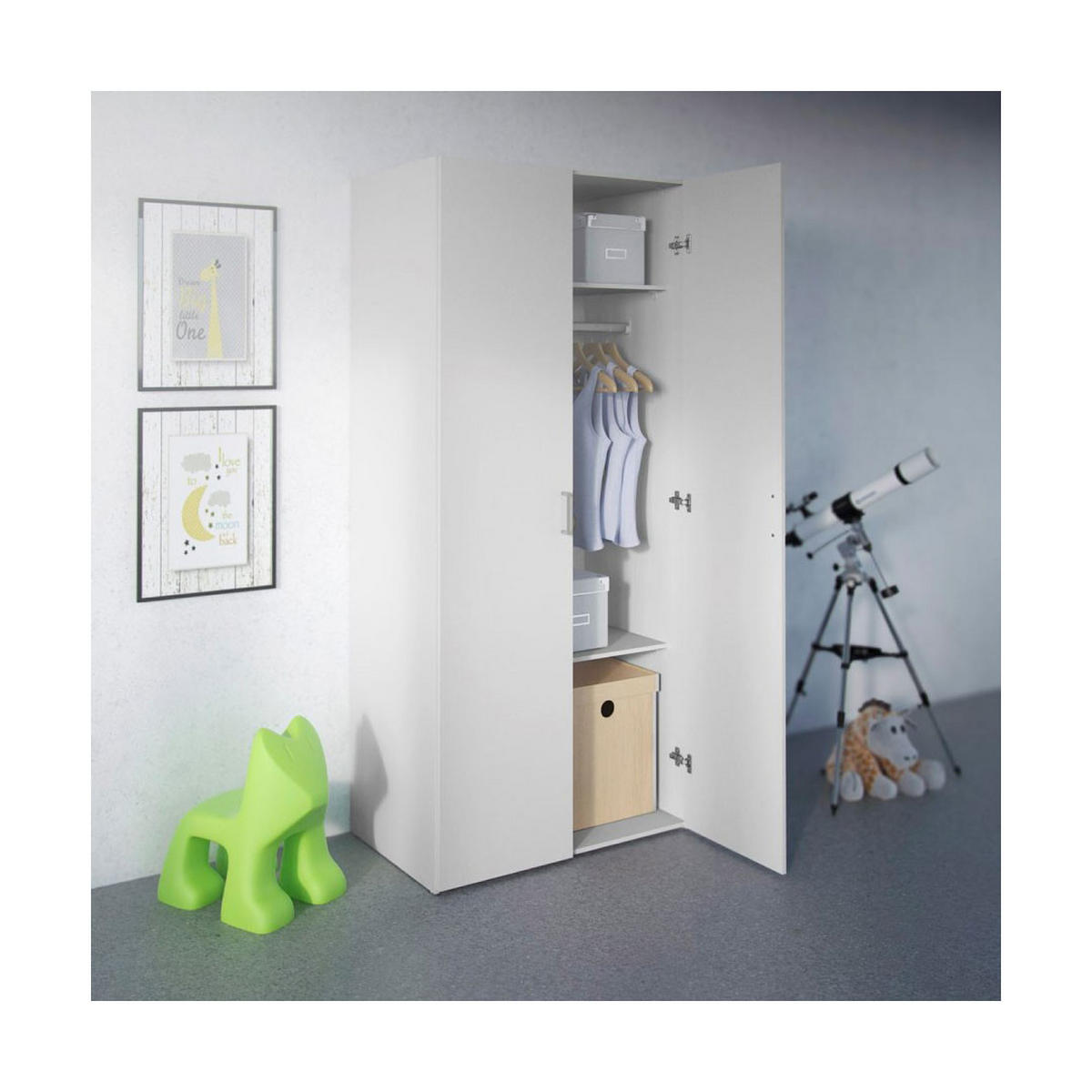 GARDEROBENSCHRANK weiß - Weiß, Holzwerkstoff (78/175/49cm) - ebuy24