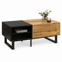 COUCHTISCH aus Spanplatte 100x50x40 cm Holz/Schwarz mit 3 offenen Fächern und Schublade - Naturfarben, Holzwerkstoff (100/50/40cm) - IVMEU