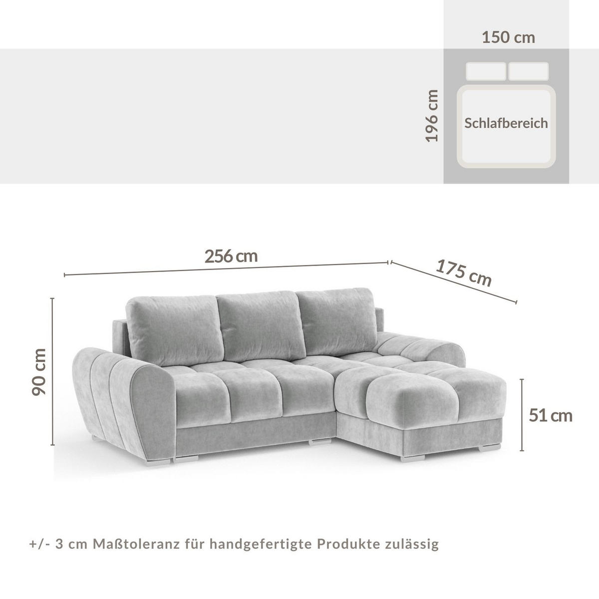 ECKSOFA MIT SCHLAFFUNKTION Peebles Honigfarbe Samtstoff - Chromfarben/Honig, Holz/Holzwerkstoff (256/175cm) - Maison de Reve