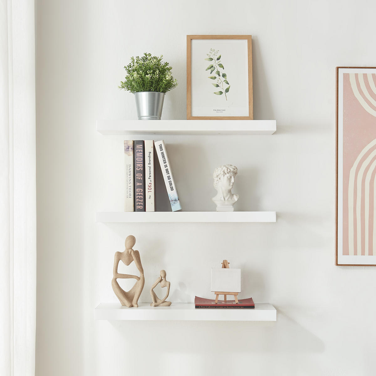 WANDREGAL-SET 3 TLG. Stranda - Weiß, Holzwerkstoff/Metall (20/4/60cm) - [en.casa]