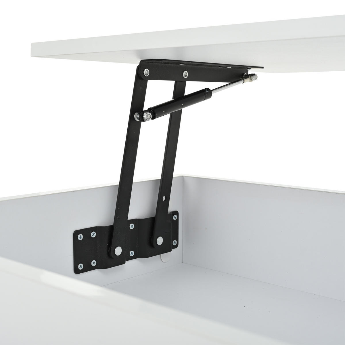 COUCHTISCH 100/50/46 cm weiß aus MDF mit Hubfunktion und LED - Weiß, Holzwerkstoff (100/50/46cm) - OKMYHOME