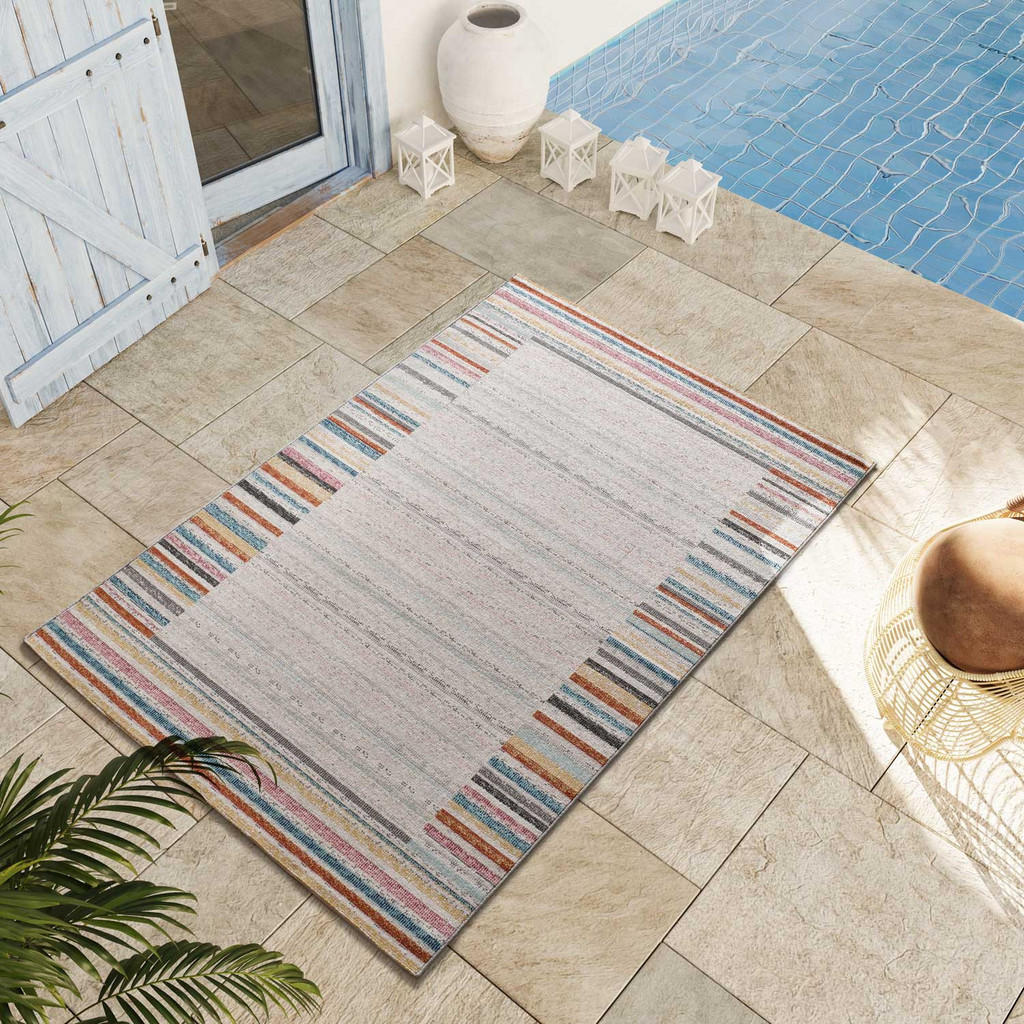 Thumbnail - Atticgo Outdoorteppich, Mehrfarbig, Beige, Textil, Grafikmuster, Rechteckig, 80x150 cm, Oeko-Tex® Standard 100, UV-bestä...