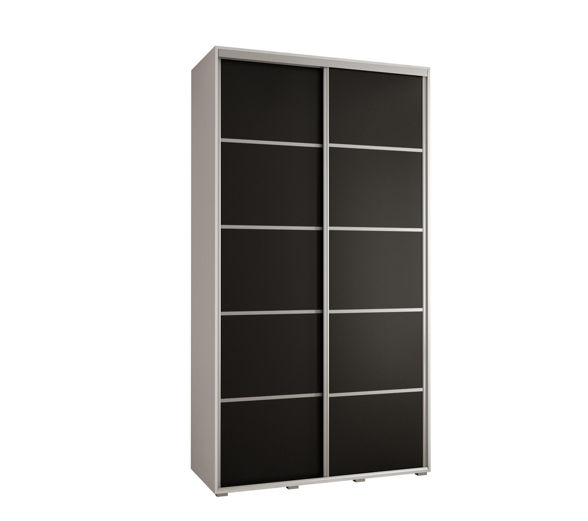 Abiks Möbel Schwebetürenschrank Weiß, Schwarz, Silber 130x235x60 cm