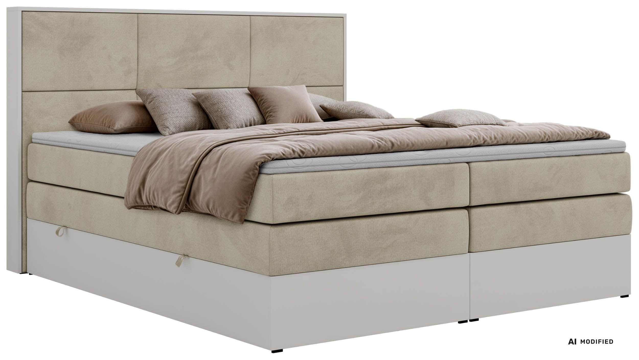 POSTEL BOXSPRING DELVIT KING 160/200 - Béžová Samet - Topper T25 - H4 - černá/béžová, textil/plast (160/200cm) - MKS