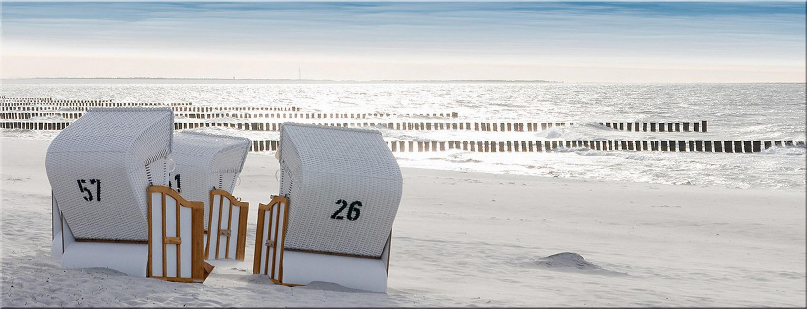 GLASBILD 80x30 cm Strandkörbe - Beige, Glas (80/30cm) - artissimo