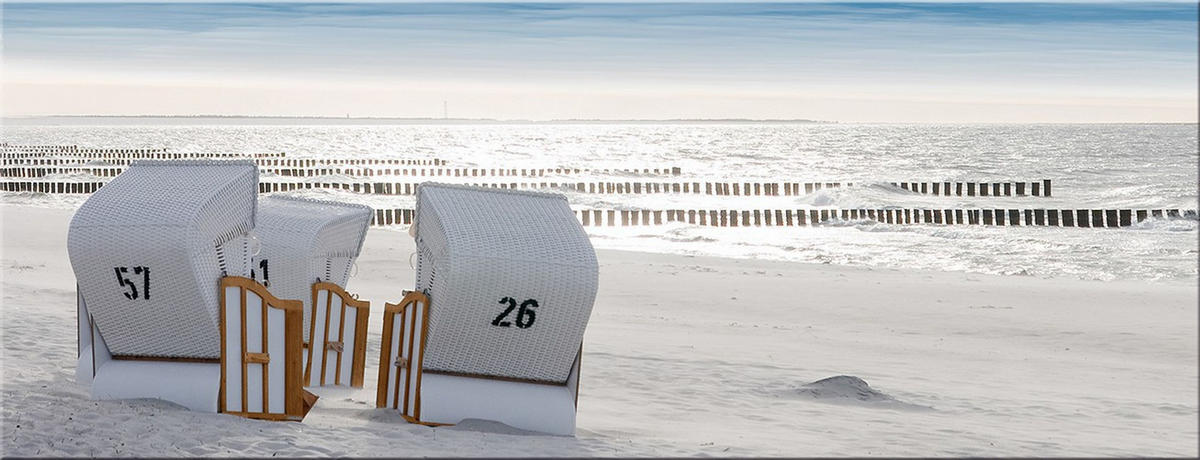 GLASBILD 80x30 cm Strandkörbe - Beige, Glas (80/30cm) - artissimo