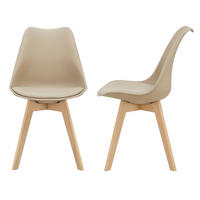 ESSZIMMERSTUHL-SET 2 TLG. Fläten - Beige, Leder (49/81/57cm) - [en.casa]