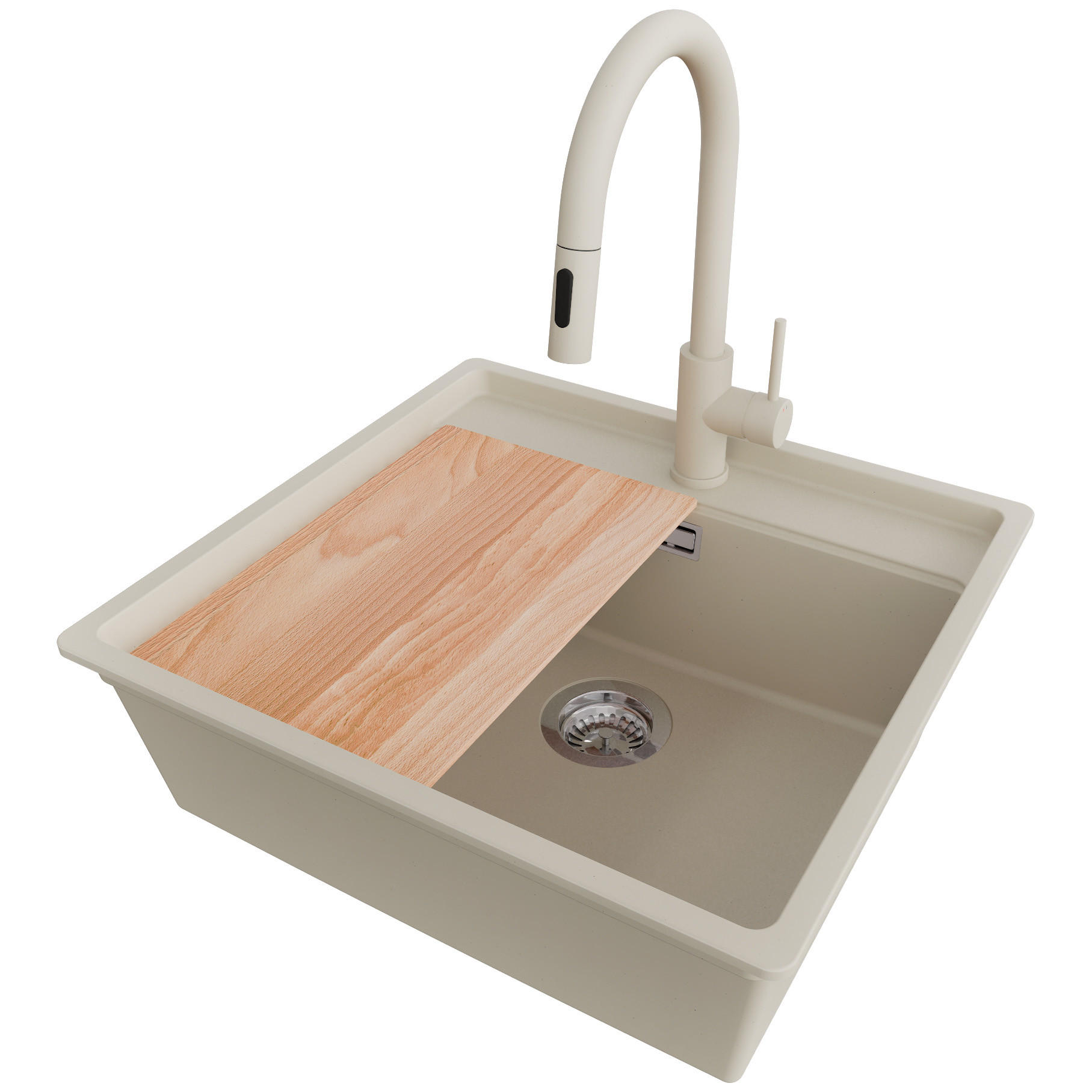 Primagran Granitspüle Beige, Chrom, Beige, Beige 56x20x53 cm