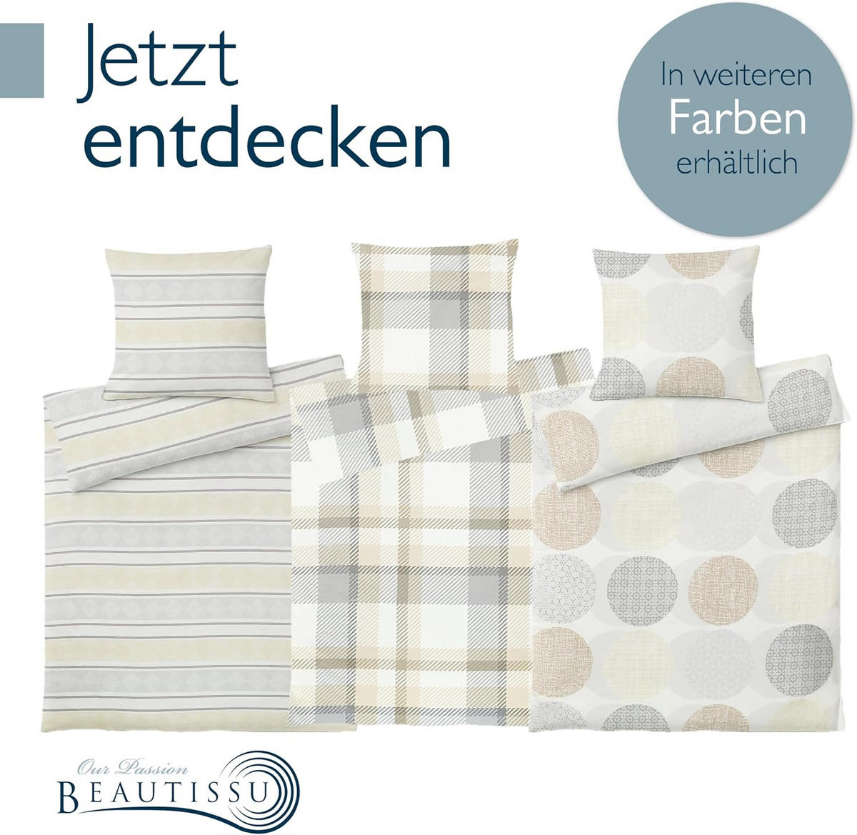 BETTWÄSCHE Mira 135x200cm + Kissenbezug 80x80cm Beige Biber - Beige, Textil (135/200cm) - Beautissu 