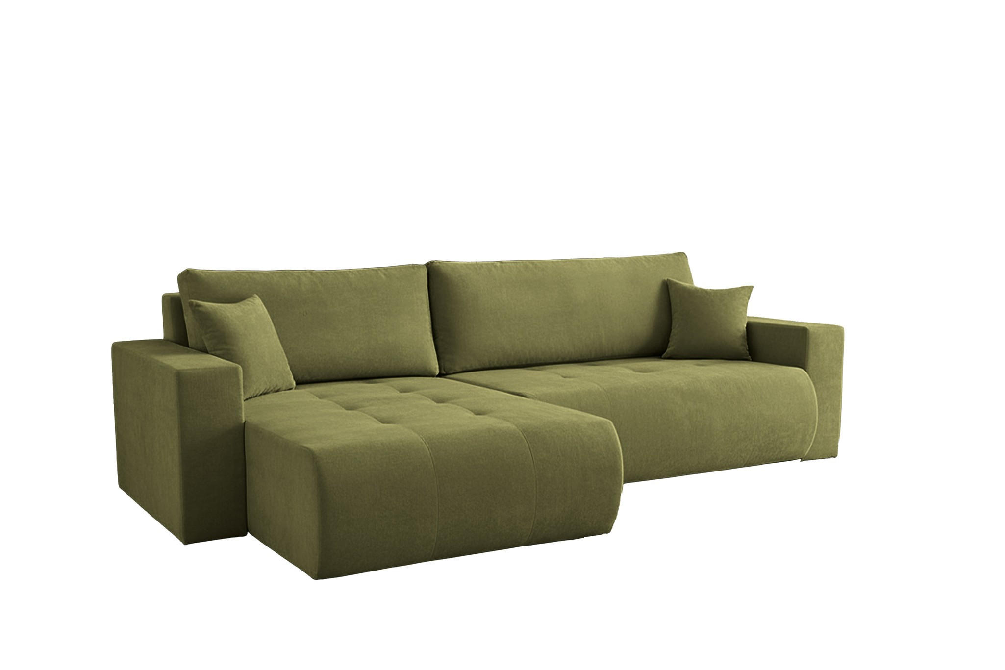ECKSOFA Armari Mit Schlaffunktion - Grün, Holzwerkstoff/Textil (277/154cm) - Fun Möbel