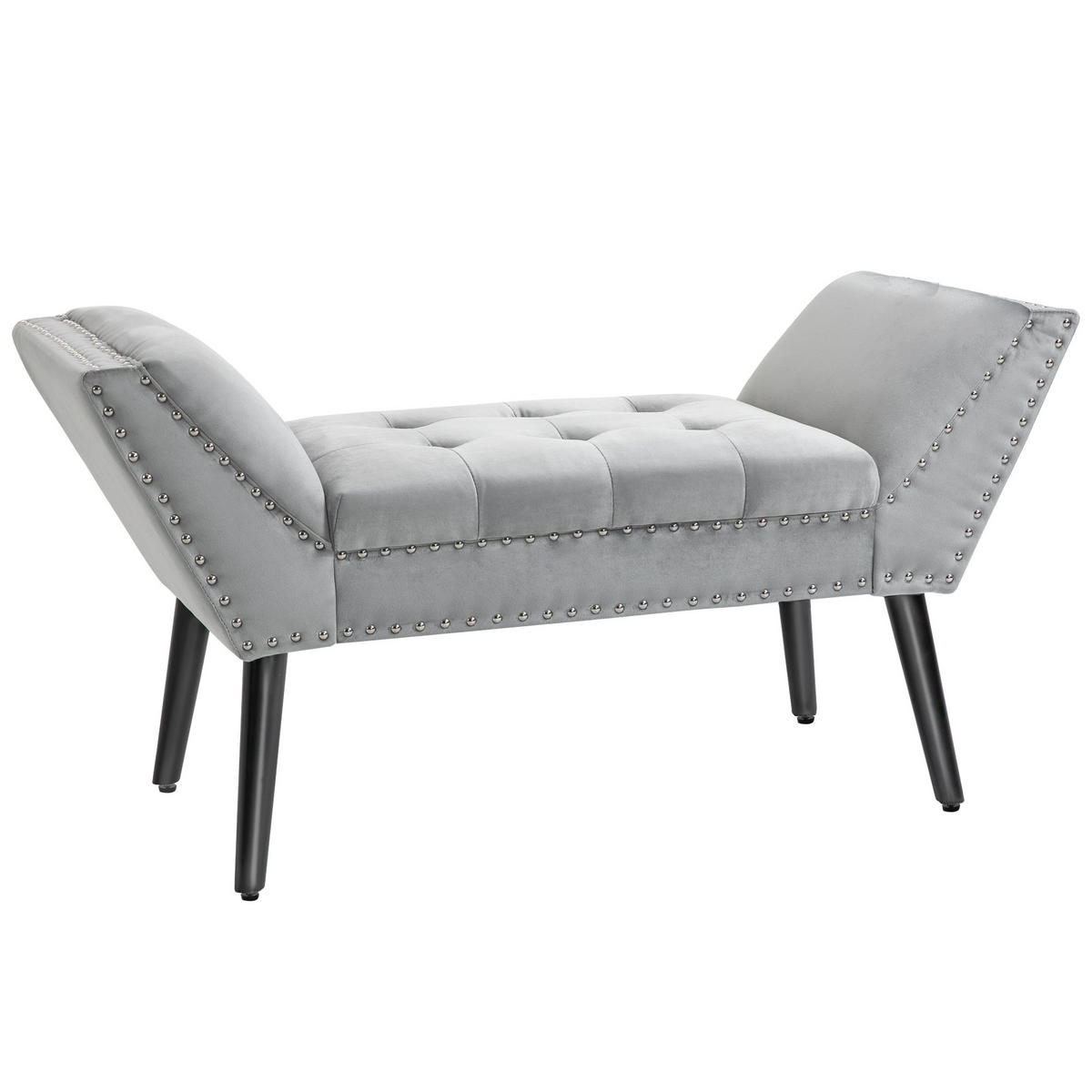BETTBANK für Schlafzimmer, Wohnzimmer, Flur, Gummiholz, Hellgrau - Hellgrau, Kunststoff (46/56/114cm) - HOMCOM