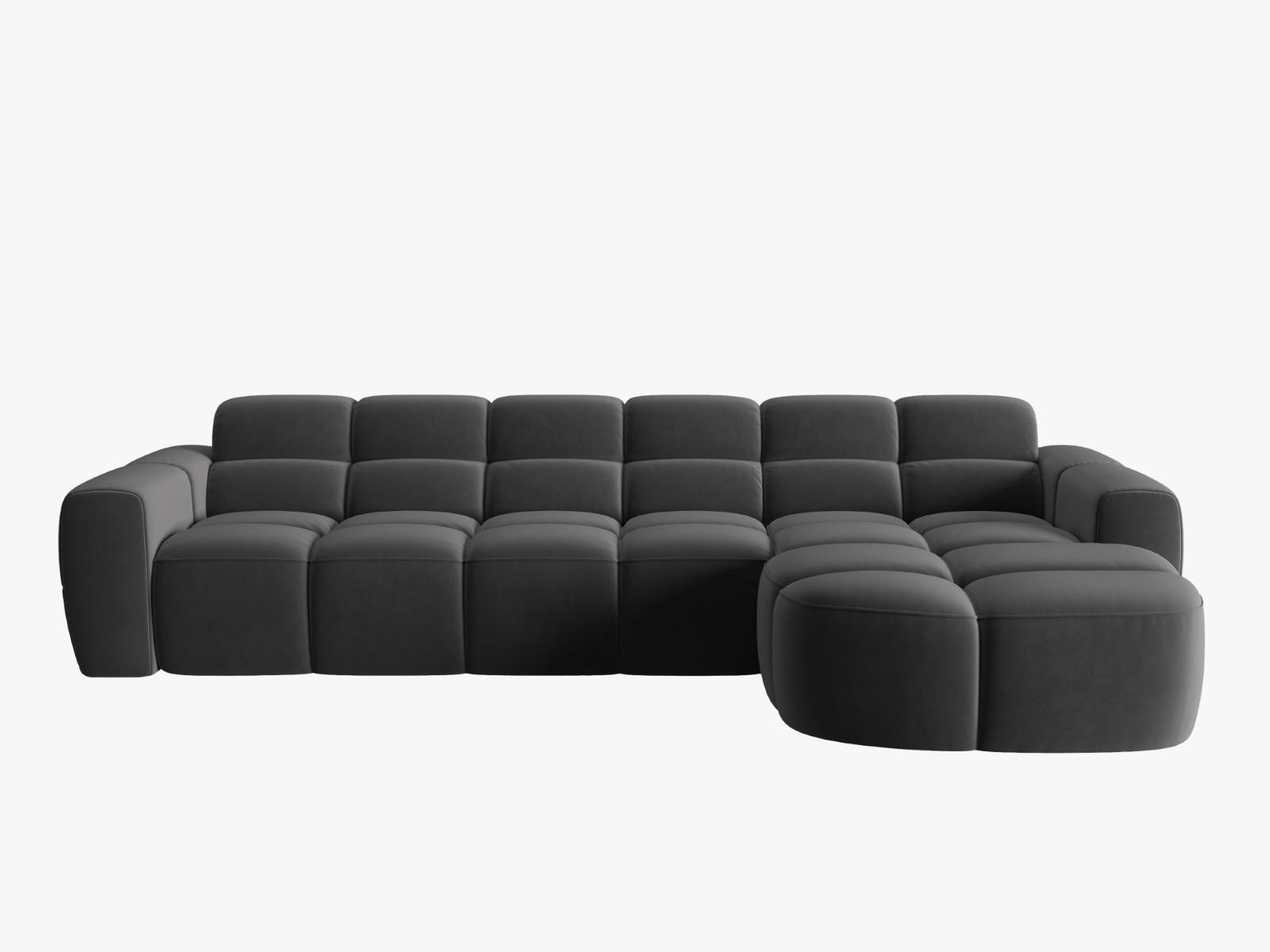 ECKSOFA rechts Lisa aus Samt dunkelgrau 4 Sitzplätze - Dunkelgrau, Textil (170/310cm) - Micadoni