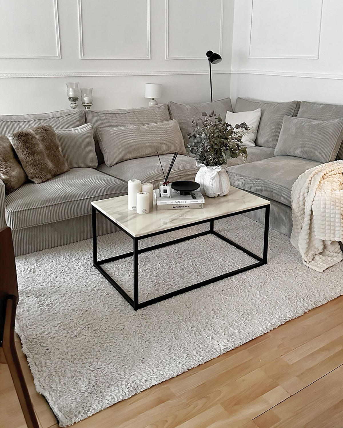 KONFERENČNÍ STOLEK Mramor Look béžový/černý obdélníkový 60/100 cm Delano - černá/béžová, kompozitní dřevo (100/60/45cm) - Beliani