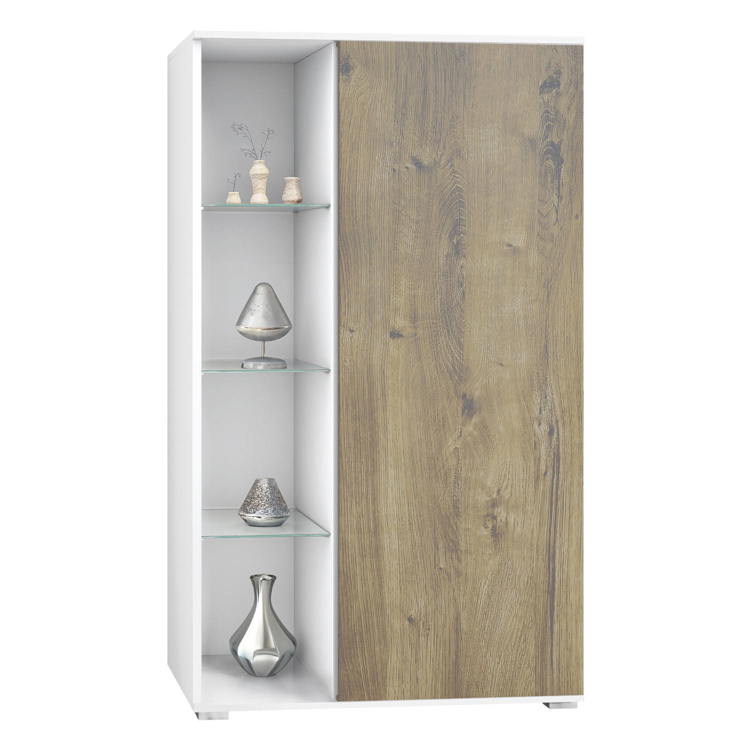 VITRINE Davos Eiche Ribbeck - Alteiche, Holzwerkstoff (71.5/134/35cm) - Vladon