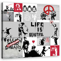 WANDBILD banksy composition graffiti - Grau, Textil (40/40cm) - Feeby