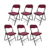 KLAPPSTÜHLE 6er-Set gepolstert, schwarzer Stoff und schwarze Metallbeine - Greta - Bordeaux/Schwarz, Textil/Metall (44/78/46cm) - Sicaan