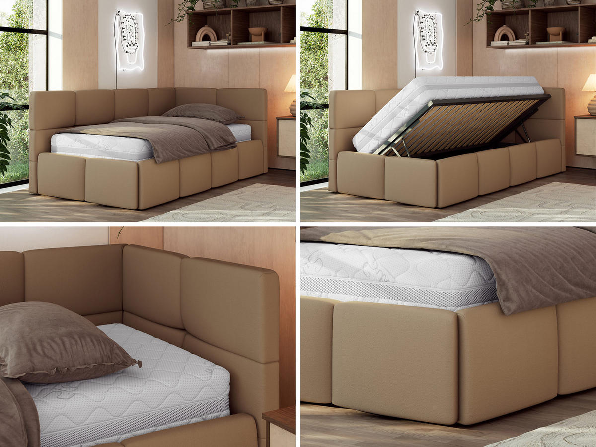 JUGENDBETT ARVO 90/200 - Braun Kunstleder - Foam-Matratze - Rechts Seite - Braun, Textil (90/200cm) - MKS