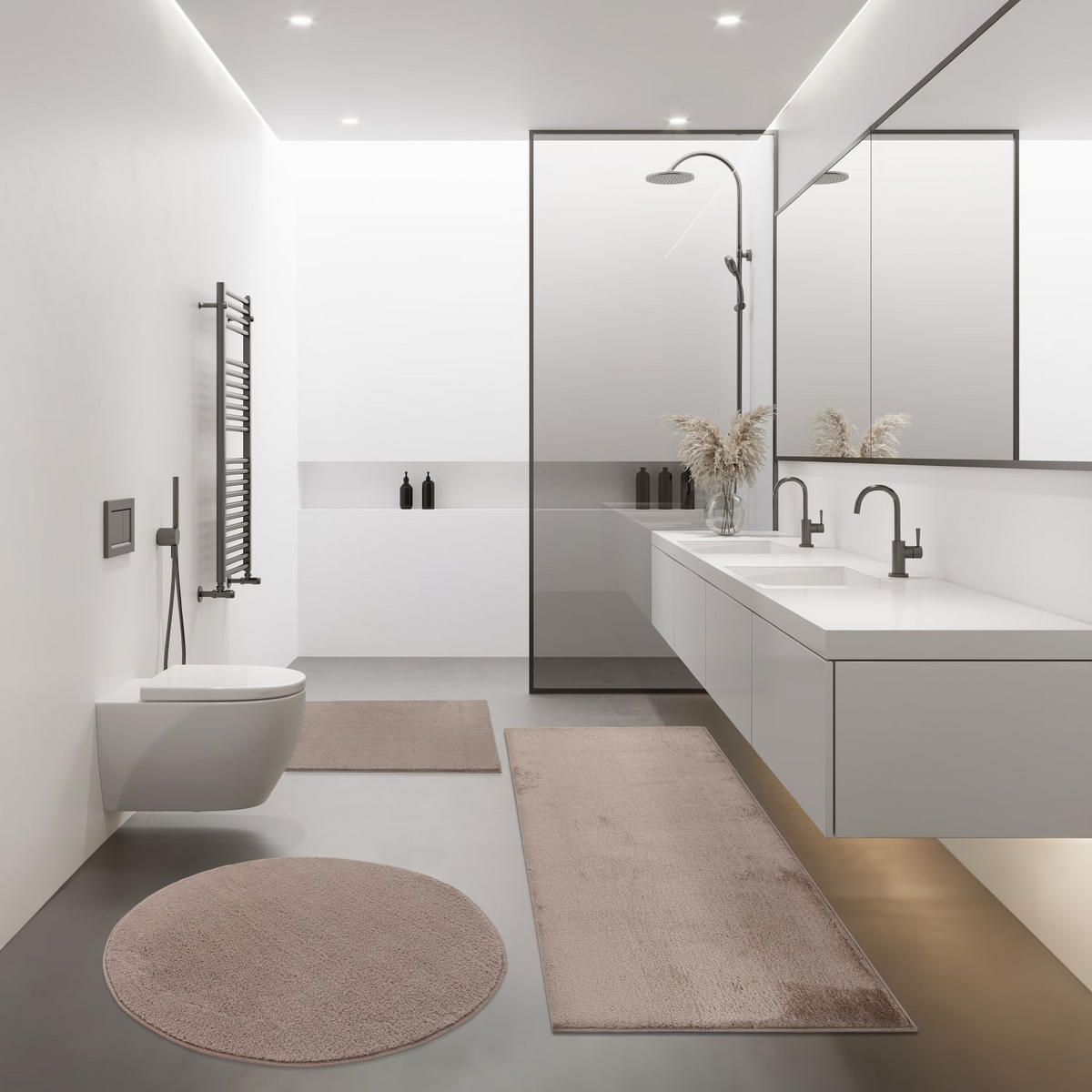 BADEMATTE 40/55 cm Kanda 360 - Braun, Kunststoff (40/55cm) - Paco Home