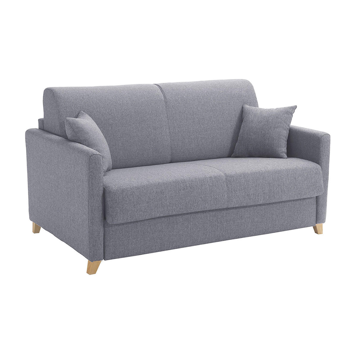 SCHLAFCOUCH Grau Matratze 13 cm 2-3-Sitzer SKANDY - Grau, Textil (95/95/158cm) - Miliboo