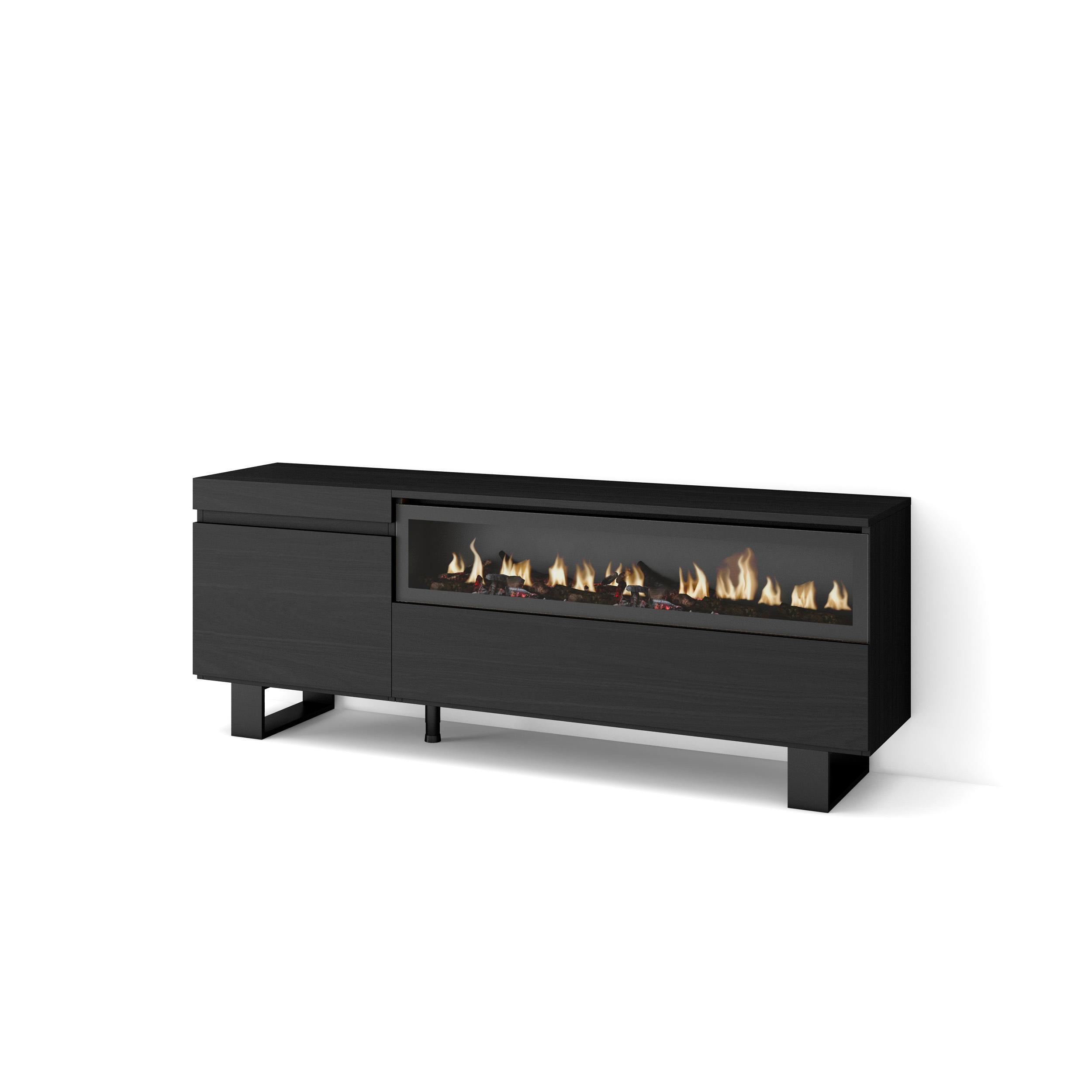 LOWBOARD Elektrokamin, schwarz, 150/35/57cm - Schwarz, Holzwerkstoff (150/57/35cm) - Skraut Home