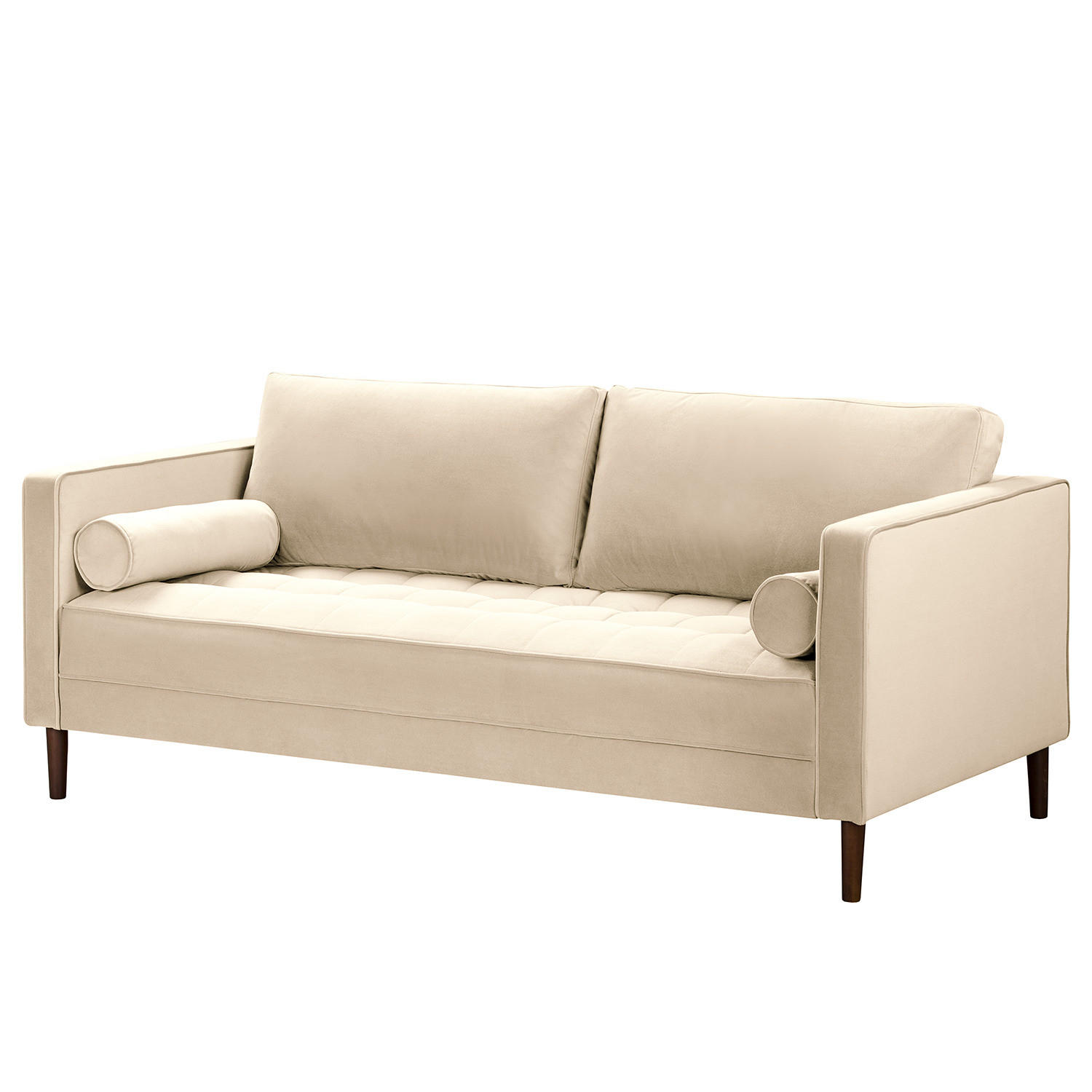 3-SITZER SOFA - Samt - Creme, Textil (191/80/86cm) - home24