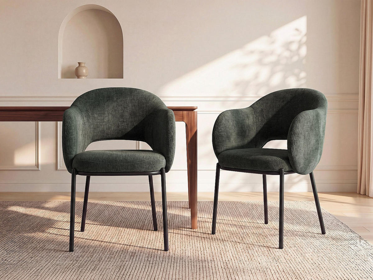 STUHL - 55 cm x 56 cm - Stoff - Tannengrün ACACILIO - Waldgrün, Textil (55/82/56cm) - Vente-Unique
