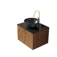 WASCHTISCHKOMBI 61x50x55.1cm Schwarz/Eiche mit Keramikbecken & Soft-Close - Eichefarben, Keramik (61/55.1/50cm) - Modfu