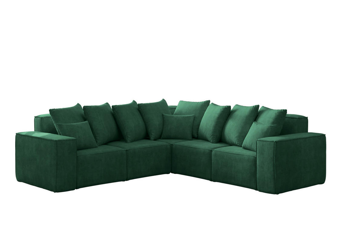 ECKSOFA Corner Ella Stoff Noel Velours Grün - Grün, Holz/Textil (246/246cm) - Kaiser Möbel