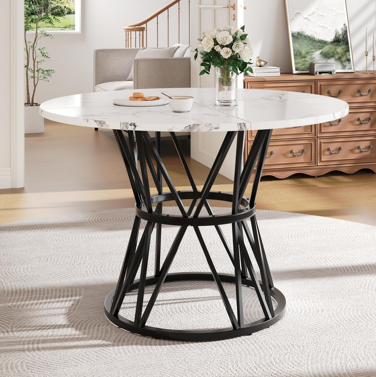 ESSTISCH 100/76/100 cm Schwarz aus MDF mit verstellbaren Füßen - Schwarz, Holzwerkstoff (100/100/76cm) - OKMYHOME