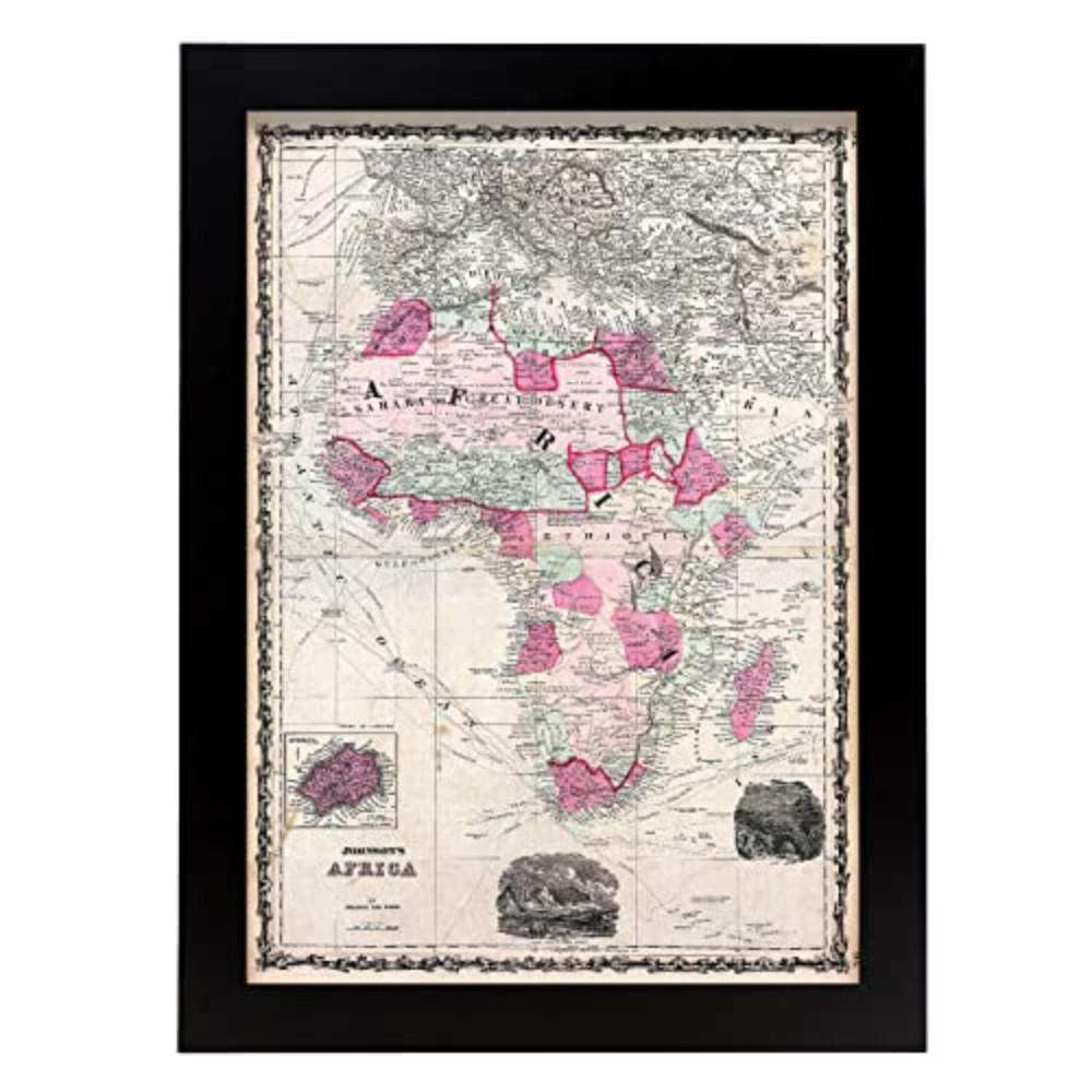 POSTER Vintage Karten – Afrika A4 Rahmenlos - Klar, Papier (29.7/5/21cm) - Nacnic