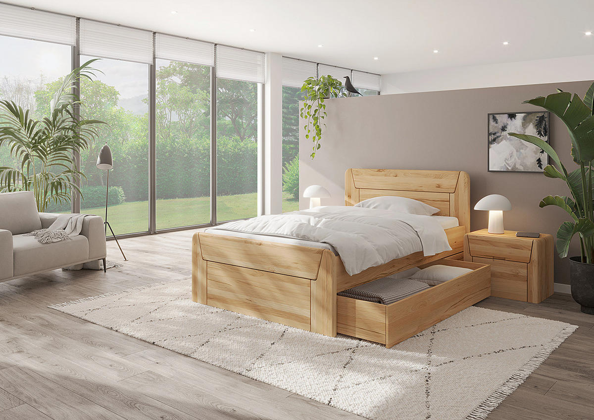 MASSIVHOLZBETT - Kernbuche, Holz (100/200cm) - home24