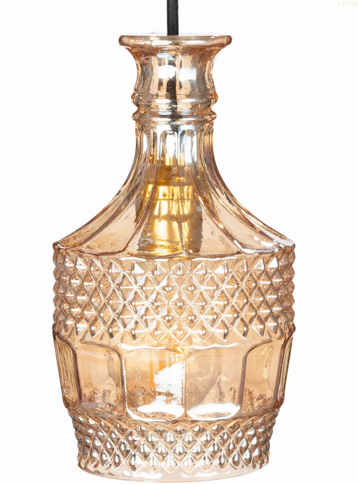 PENDELLEUCHTE Paris - Bernsteinfarben/Schwarz, Glas/Metall (13/13/113cm) - kiki design