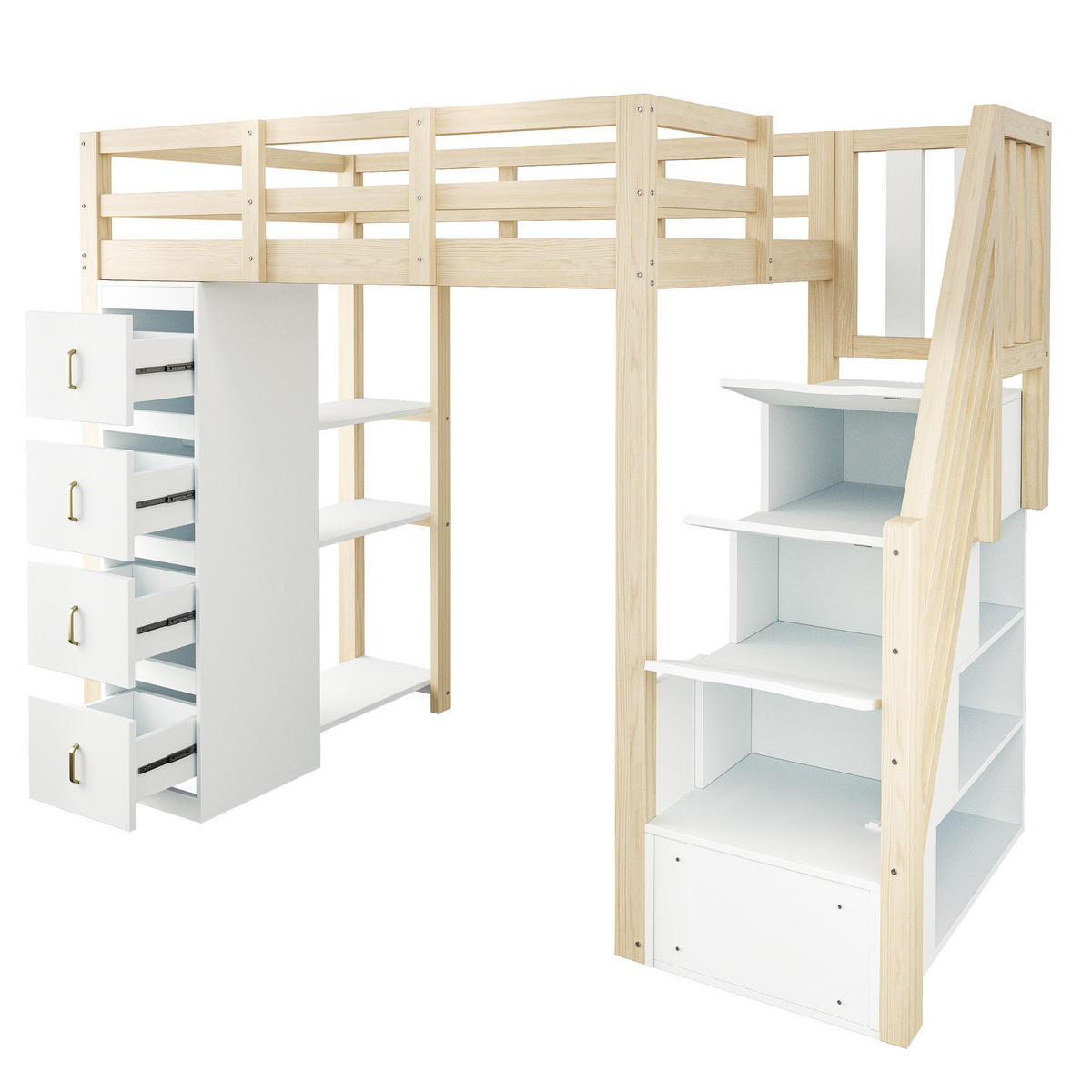 HOCHBETT mit Stauraum 90x200 cm Holz 4er-Set - Naturfarben, Holz (90/200cm) - Meubliv