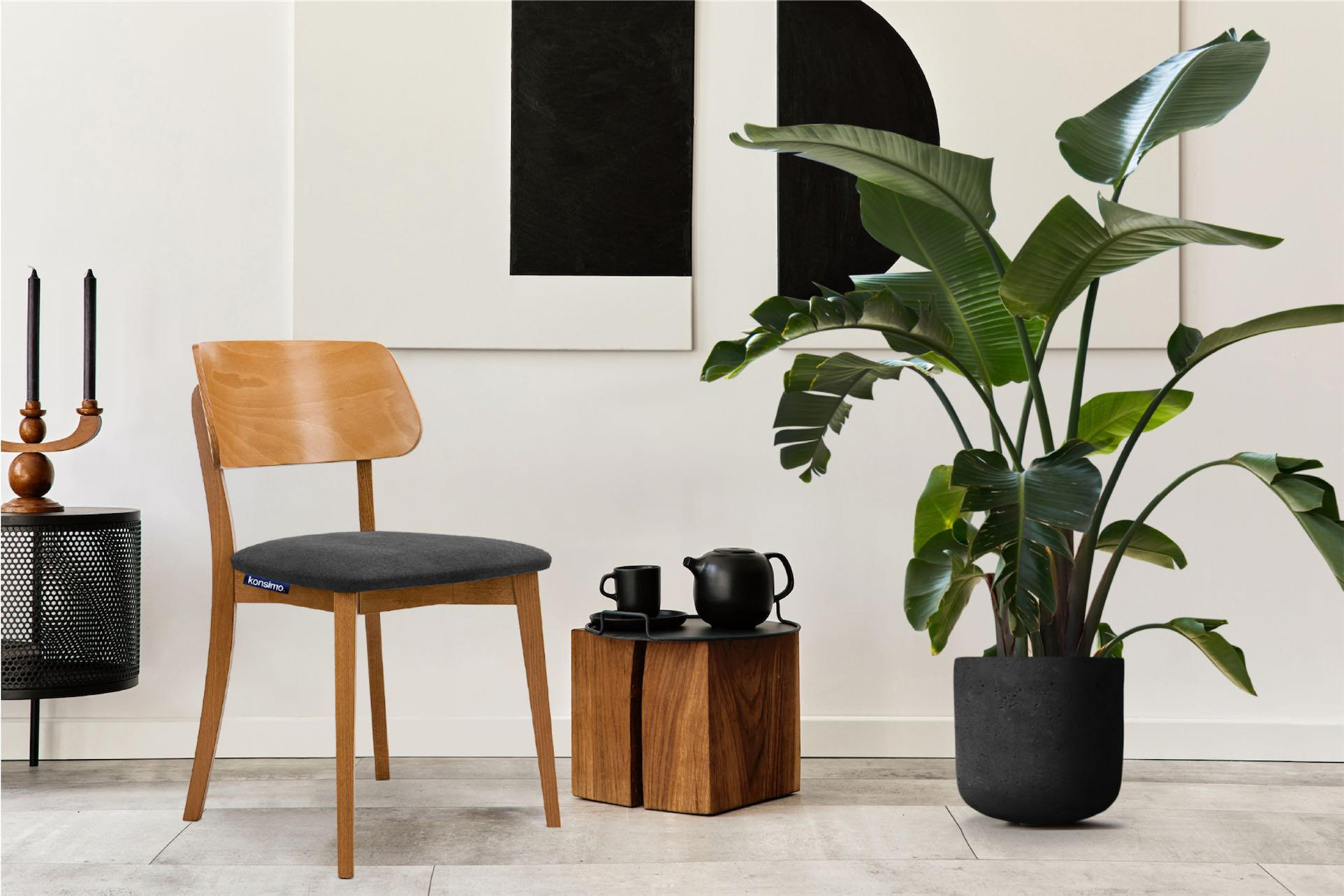 Thumbnail - Konsimo® Stuhl-Set, Graphit, Eiche, Holz, Echtholz, 47x81x45 cm, Esszimmer, Stühle, Esszimmerstühle, Vierfußstühle