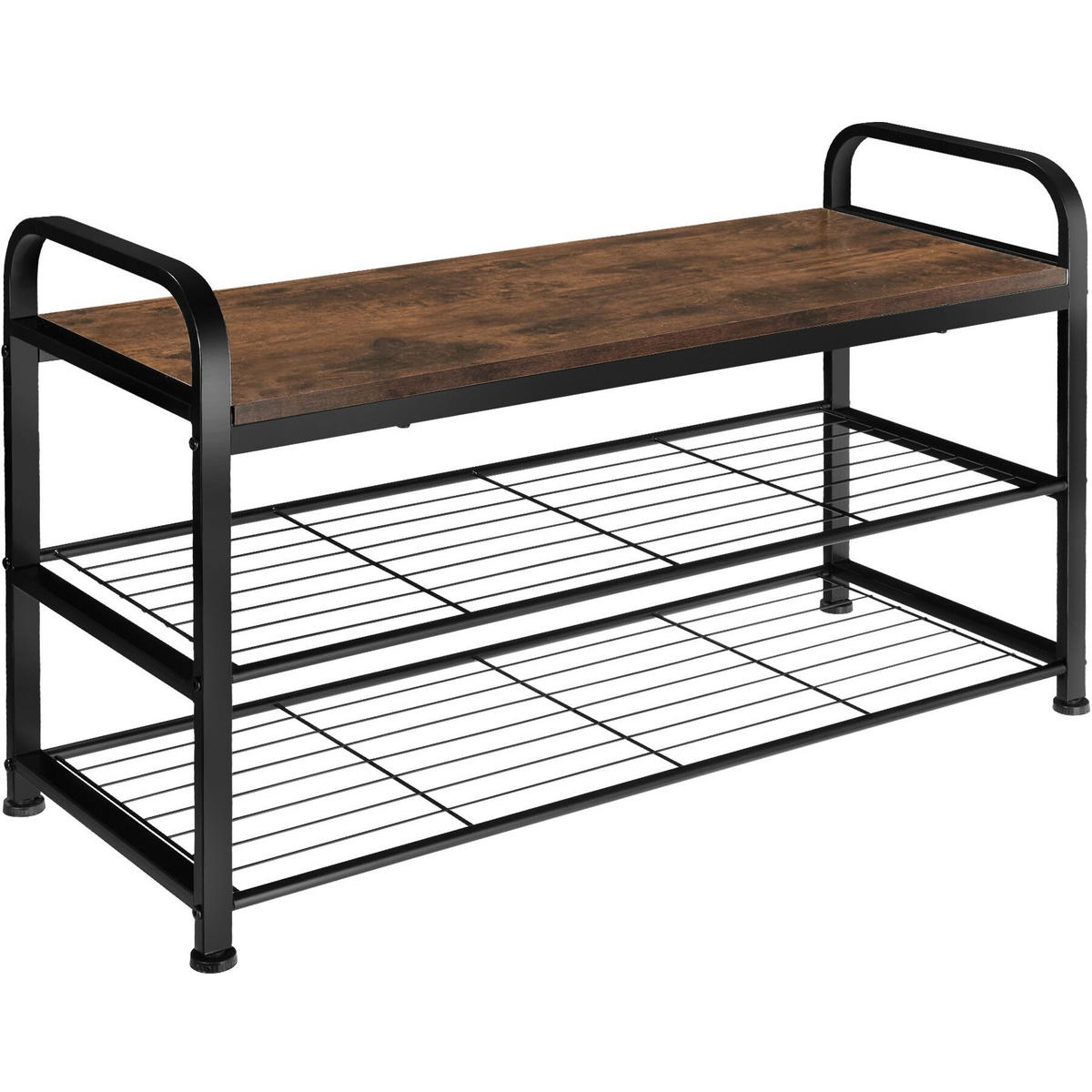 SCHUHREGAL Southampton,91 x 36 x 55 cm,Industrial Holz dunkel, rustikal - Rostfarben, Metall (36/55/91cm) - tectake