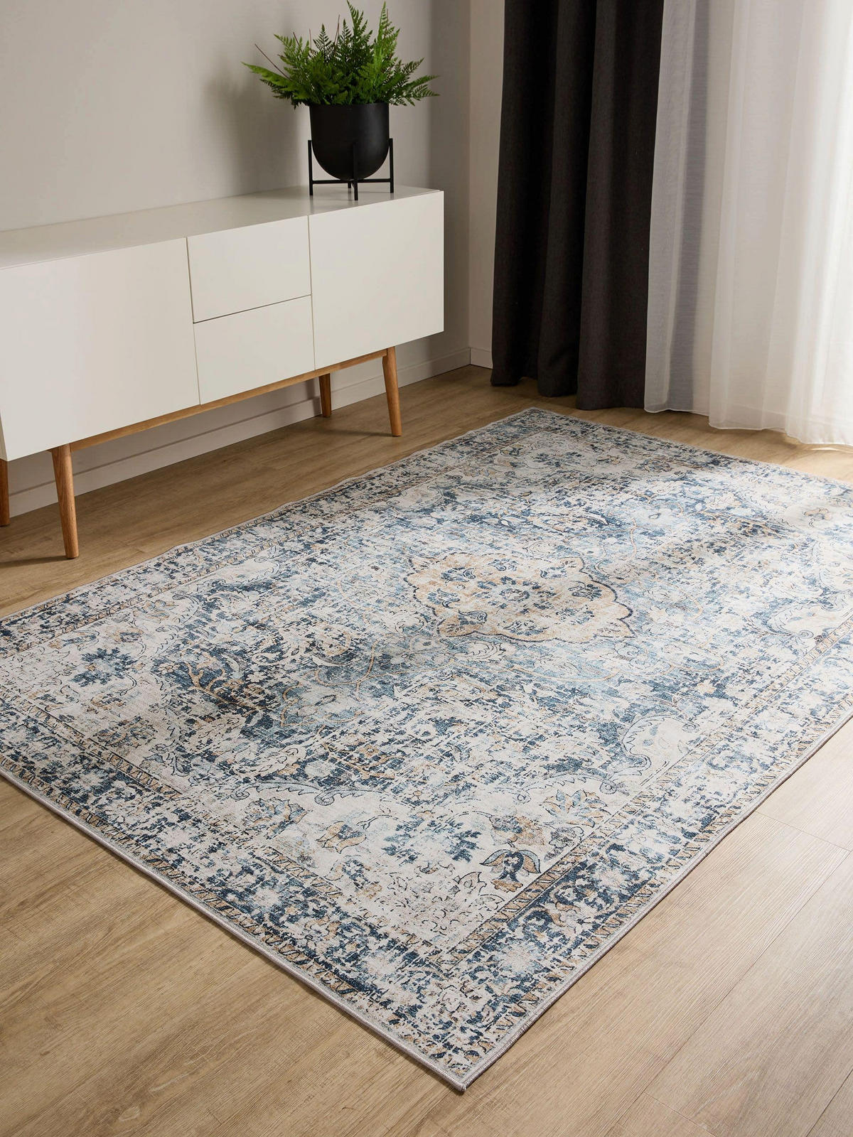 VINTAGE-TEPPICH George waschbar 200x300 cm - Blau, Kunststoff (200/300cm) - benuta