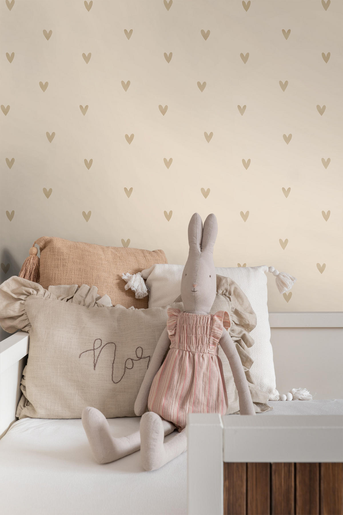 TAPETE Herzchen 53 cm x 10.05 m - Beige, Papier (53/0.1cm) - ESTAhome