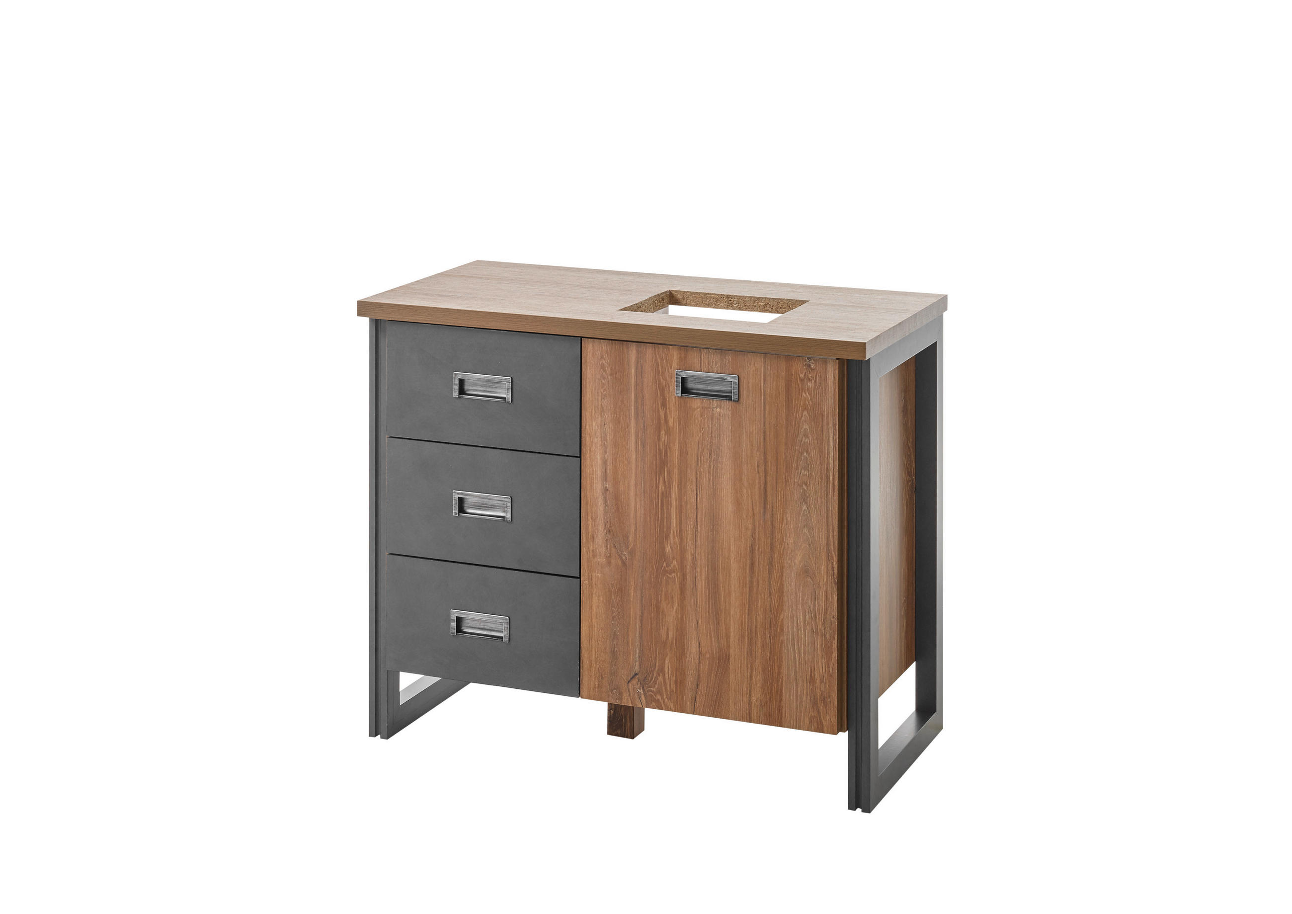 WASCHTISCH I12 Stirling Oak & Matera 91/75/40 cm - Eichefarben, Holzwerkstoff (91/75/40cm) - Livojo