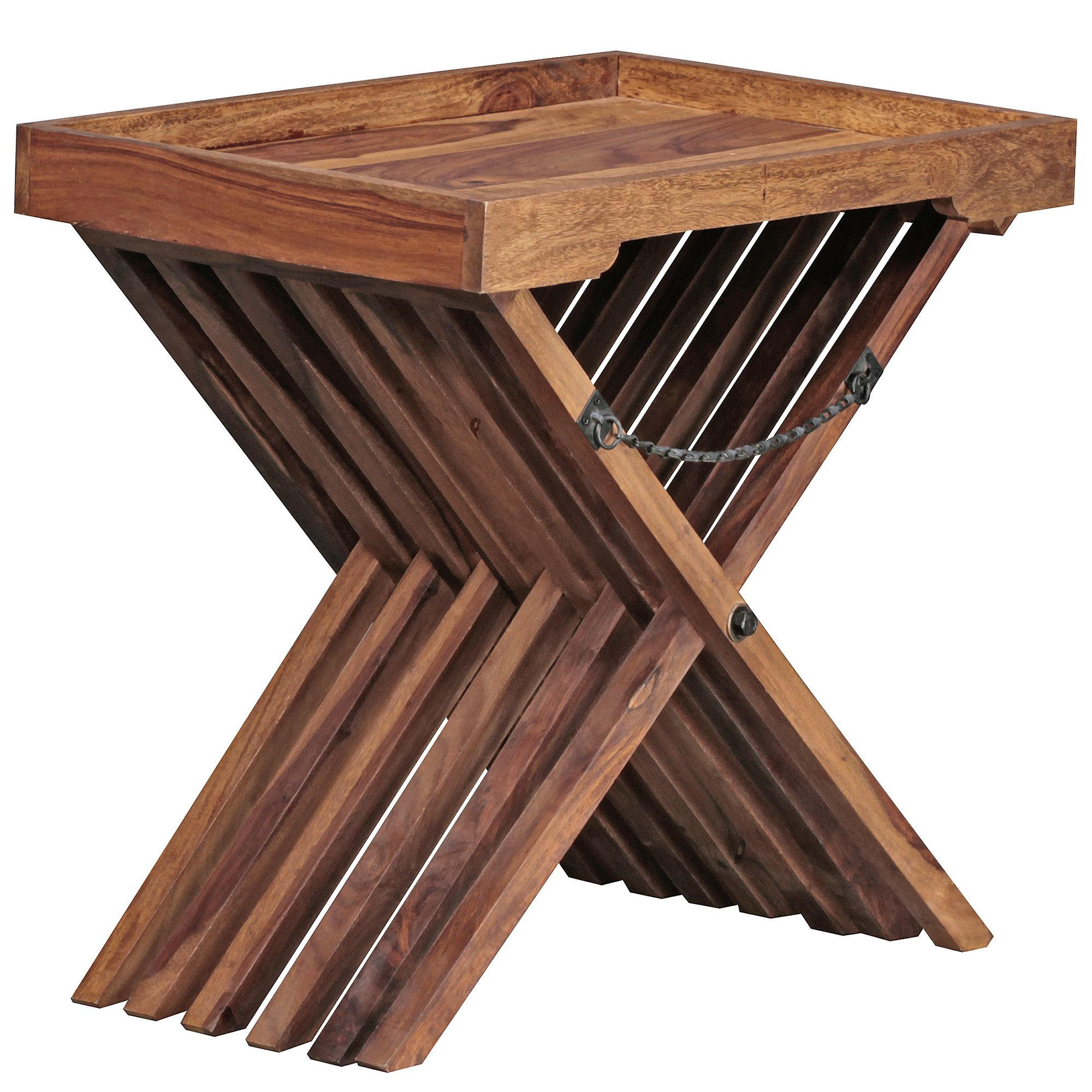BEISTELLTISCH – Klappbar Massivholz 60x57 cm mit Tablett - Braun, Holz (40/60/57cm) - KADIMA DESIGN