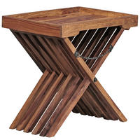 BEISTELLTISCH – Klappbar Massivholz 60x57 cm mit Tablett - Braun, Holz (40/60/57cm) - KADIMA DESIGN