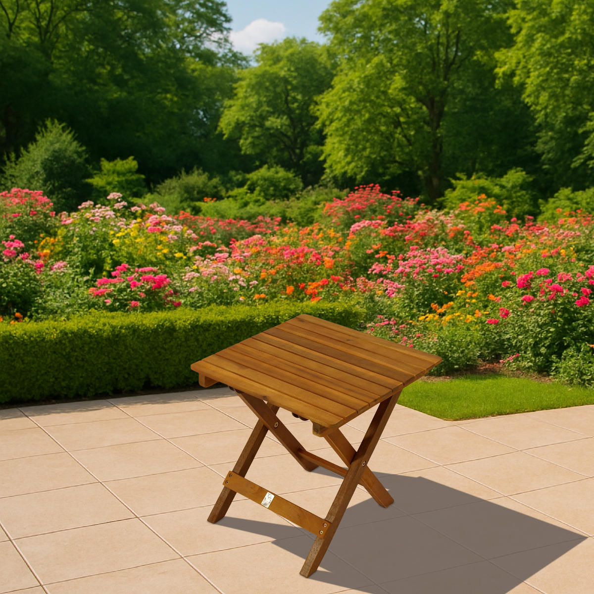 BEISTELLTISCH Cannock - aus Akazienholz, Oberfläche geölt, klappbar, BxTxH: 38x38x45 cm - Braun, Metall (38/38/45cm) - TPFGarden