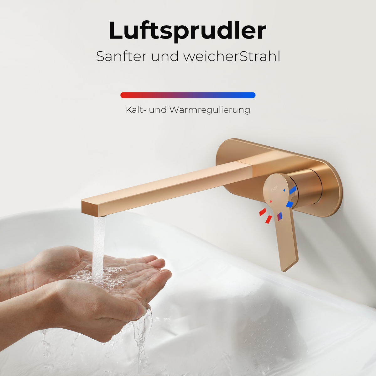 WASCHTISCHARMATUR mit Luftsprudler Messing Rosengold - Roségold, Metall (21/7/28.8cm) - EMKE
