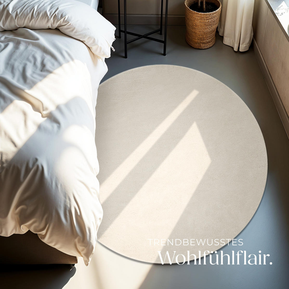 KURZFLORTEPPICH Soft Zone,rutschfeste Unterseite,creme - Creme, Kunststoff (120/120cm) - tectake