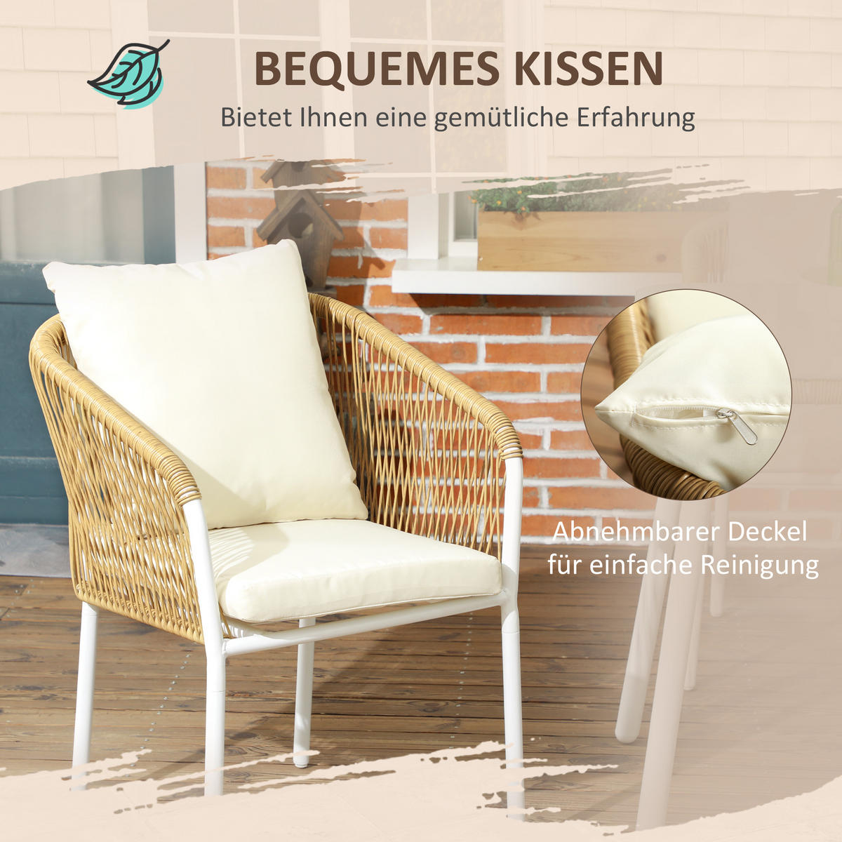 GARTENMÖBEL Set, PE-Rattan, Alu, Gelb - Gelb, Kunststoff - Outsunny