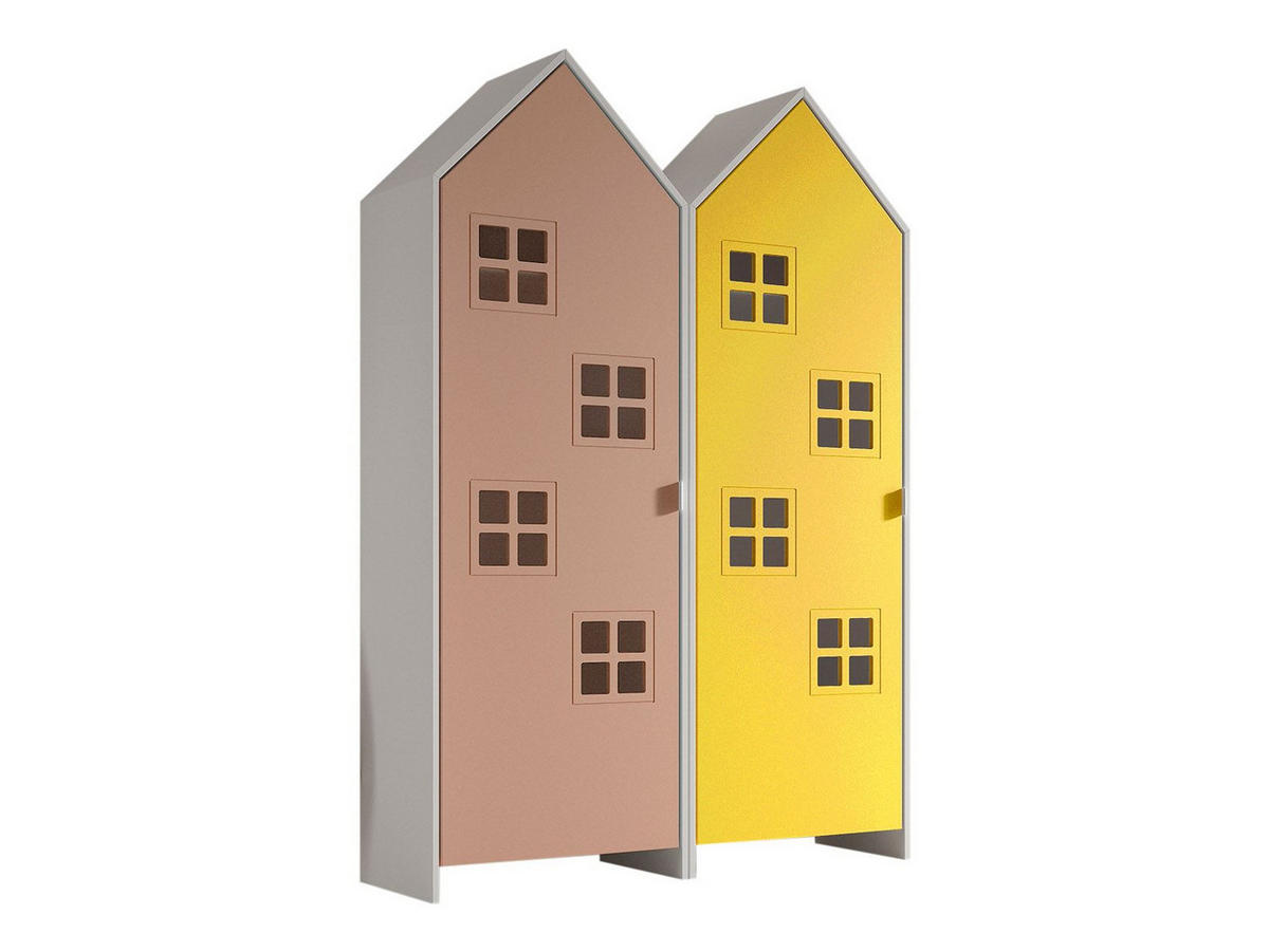 REGALSCHRANK Set Kania 115x37x171 MDF Weiß /Bunt - Pink/Gelb, Holzwerkstoff (115/171/37cm) - 58aufmkessel
