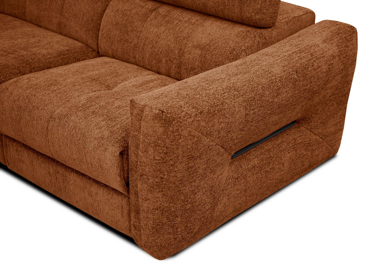 ECKSOFA CALVERA 5-Sitzer mit 1 Relaxfunktion, dunkelorange - Dunkelorange, Holzwerkstoff/Textil (239/298cm) - Courtois Laville