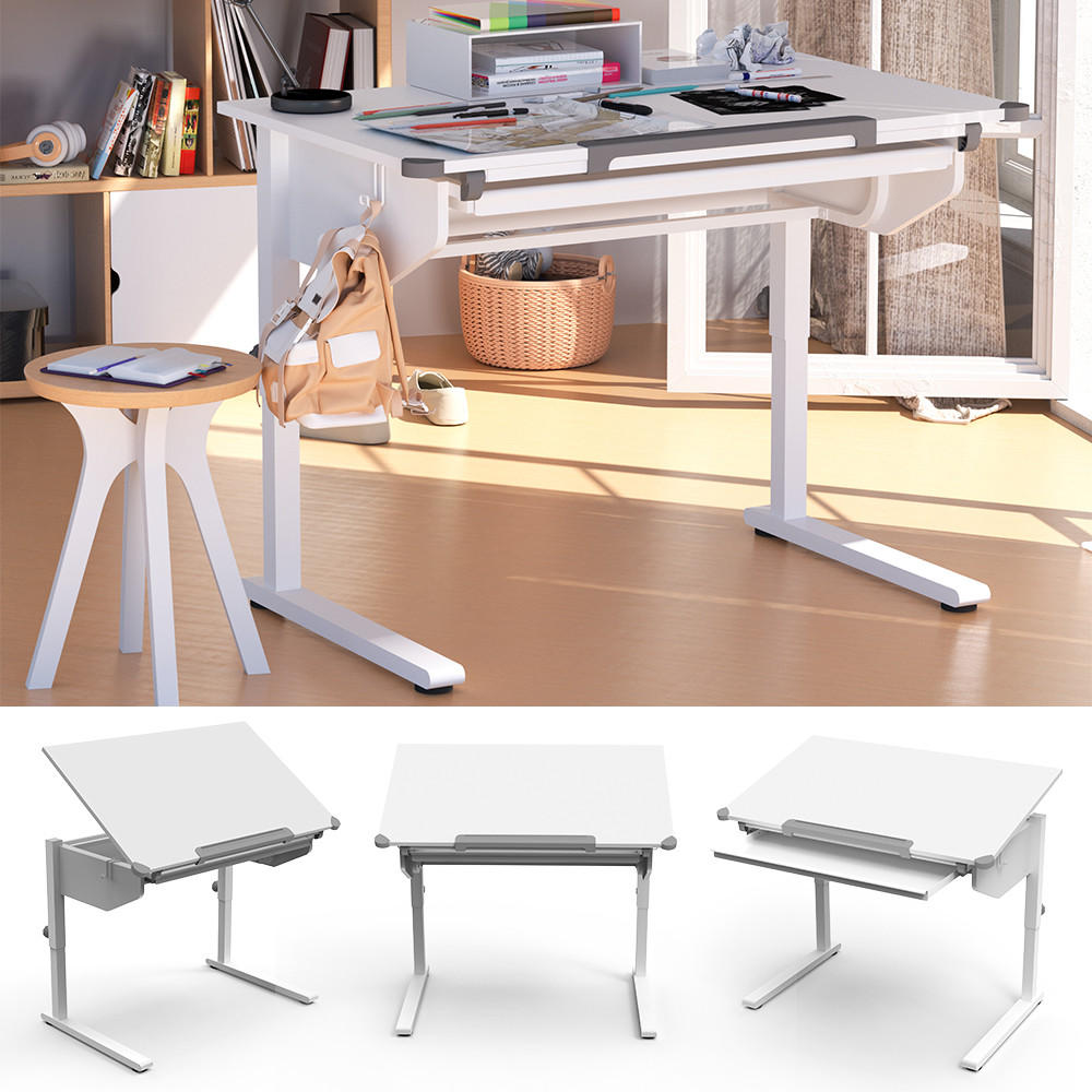 KINDERSCHREIBTISCH Arc Weiß 108 x 68 cm höhenverstellbar - Weiß, Holzwerkstoff (108/83.5/68cm) - Vicco
